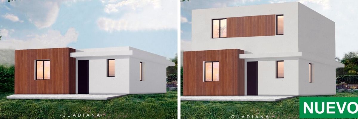 Guadiana de ABS, una edificación en dos fases; casas con opción de añadir nuevas plantas. 