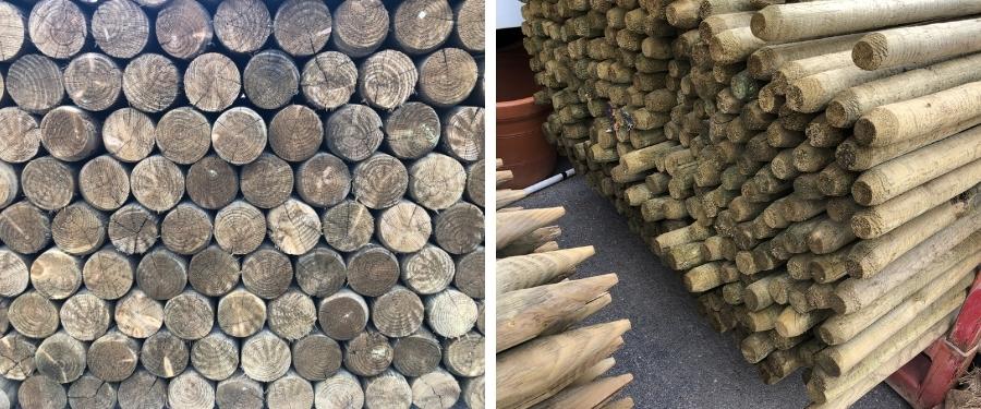 Usos de los postes rollizos de madera