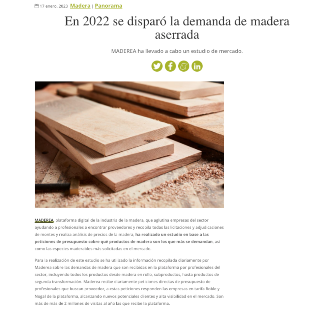 En 2022 se disparó la demanda de madera aserrada