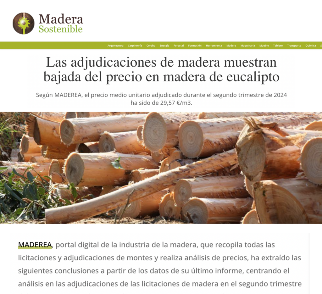 Las adjudicaciones de madera muestran bajada del precio en madera de eucalipto