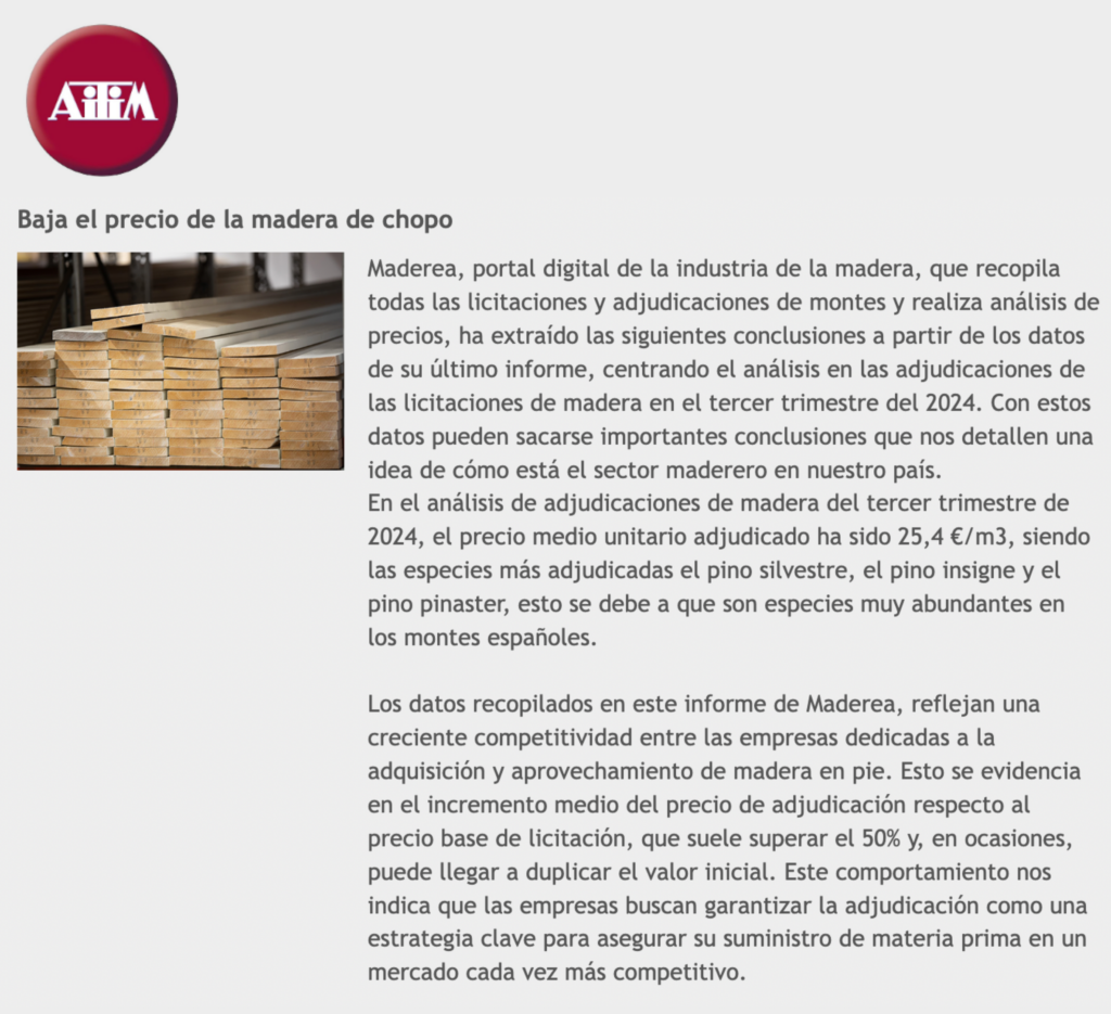 Baja el precio de la madera de chopo