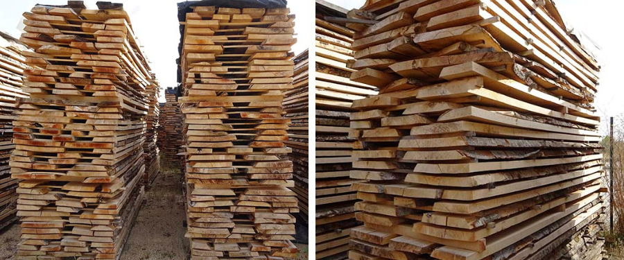 Tablones de madera de haya aserrada