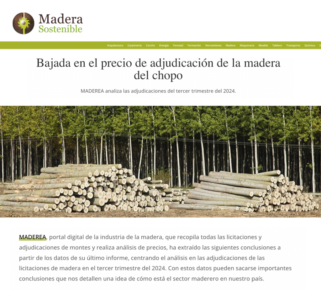 bajada en el precio madera de chopo