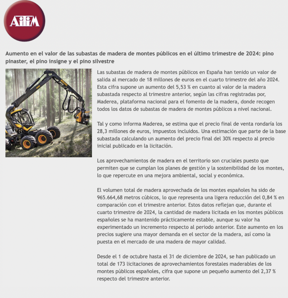 Aumento en el valor de las subastas de madera