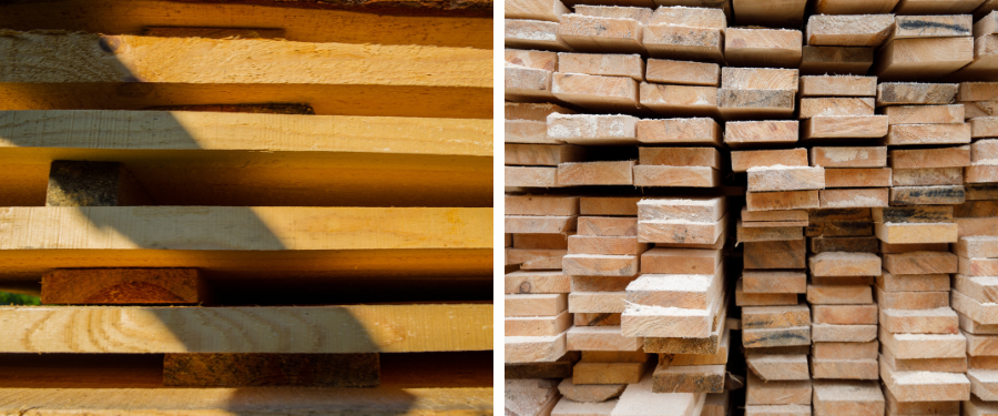 Tablas de pino para embalaje industrial