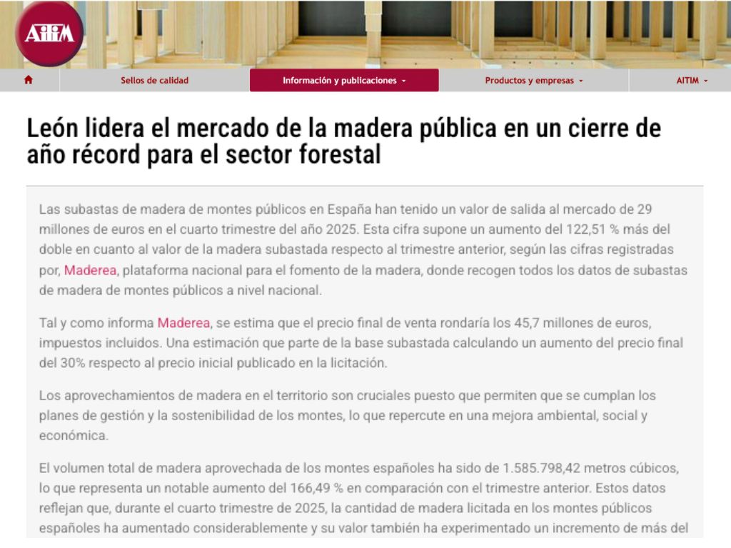 lidera el mercado de la madera pública 